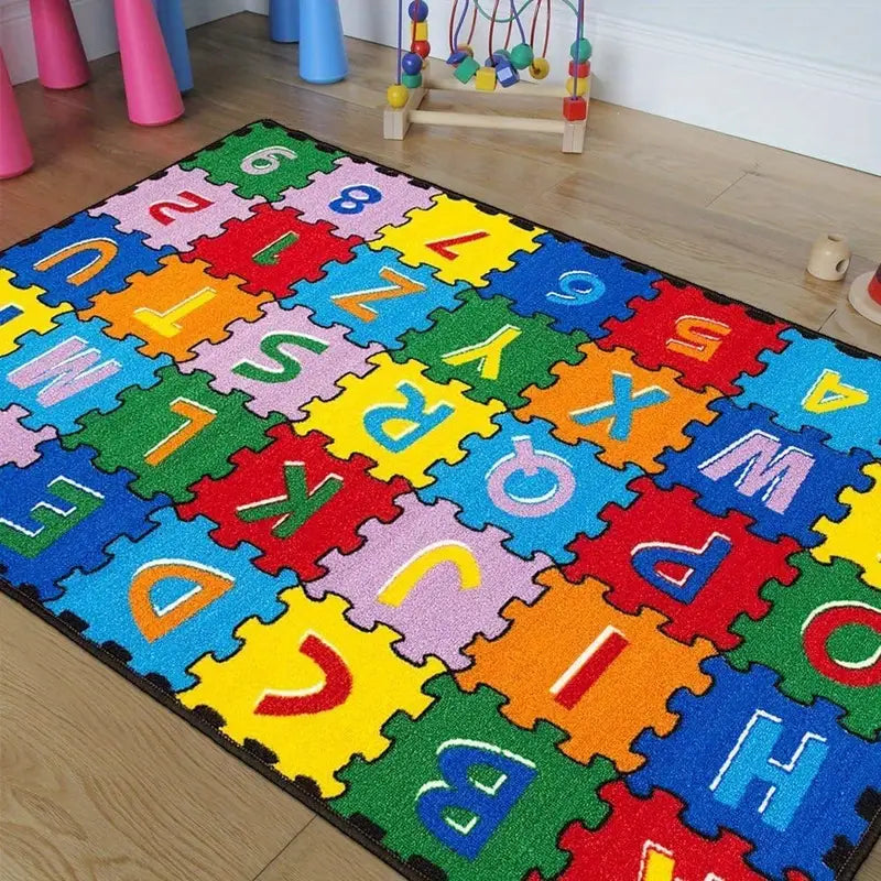 ABC Alphabet Area Rug – Fun & Educational Non-Slip Mat | Machine-Washable Polyester Rug for Kids’ Rooms, Classrooms, and Play Areas